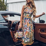 Sleeveless midi retro dress