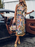 Sleeveless midi retro dress