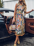 Sleeveless midi retro dress