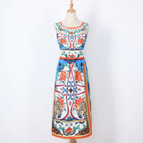 Sleeveless midi retro dress