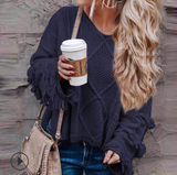 Tassel Solid Color Sweater