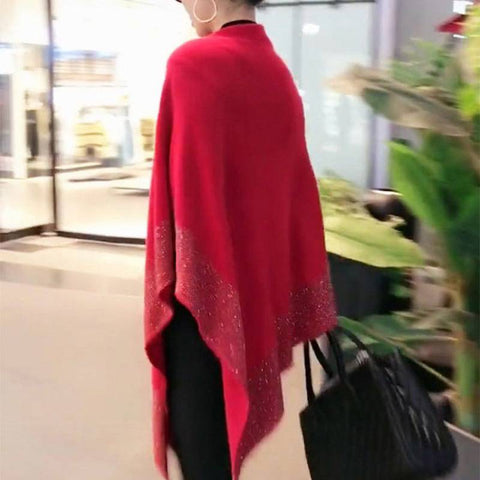 Red Shawl Polyester Sweater